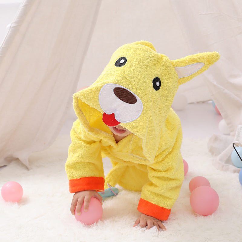 Cute Cartoon Animal Hooded Baby Bathrobe – Soft Cotton Baby Towel & Bath Cloak (0-3 Years)