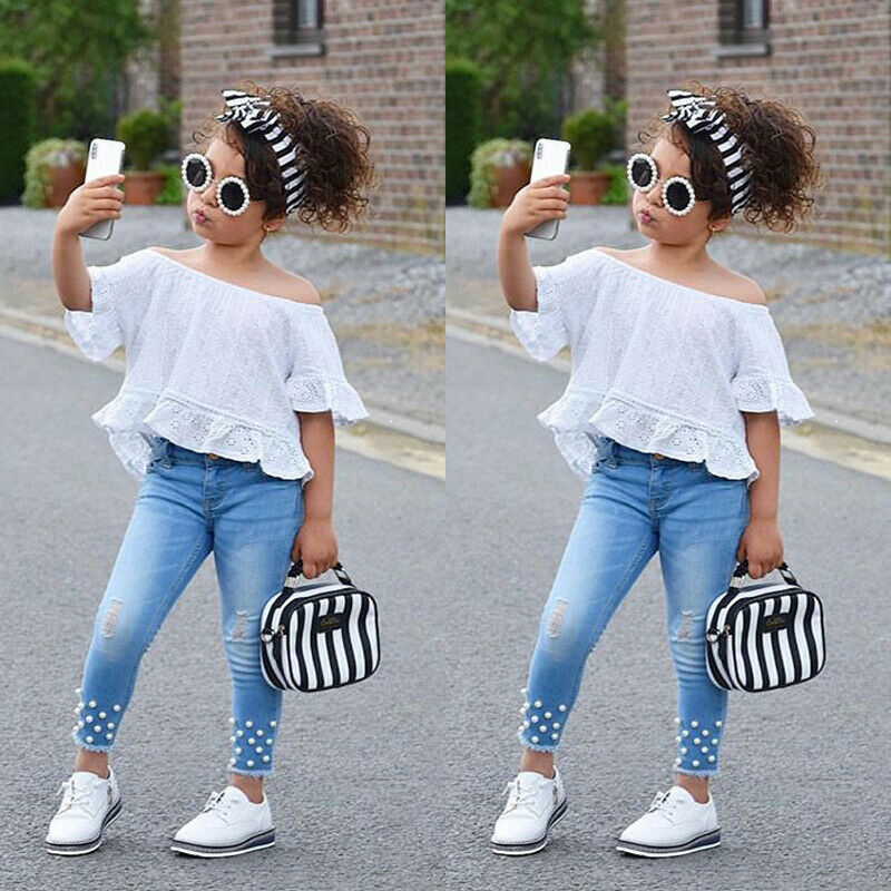 Girls’ Stylish Shirt & Jeans Set – Cute & Comfortable Girls' Outfit (2T-6T)