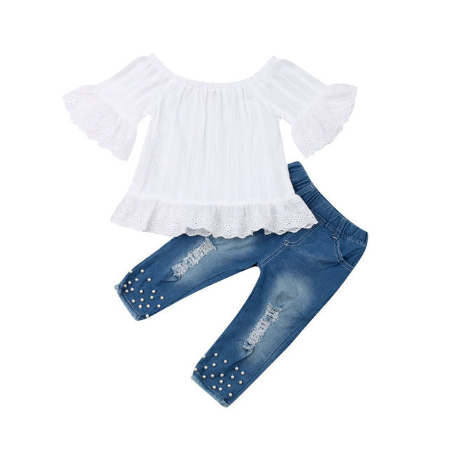 Girls’ Stylish Shirt & Jeans Set – Cute & Comfortable Girls' Outfit (2T-6T)