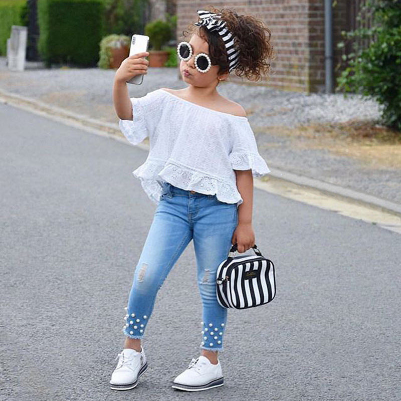 Girls’ Stylish Shirt & Jeans Set – Cute & Comfortable Girls' Outfit (2T-6T)