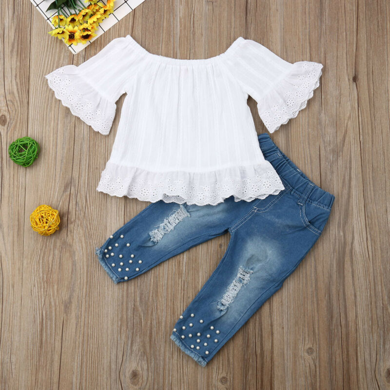 Girls’ Stylish Shirt & Jeans Set – Cute & Comfortable Girls' Outfit (2T-6T)