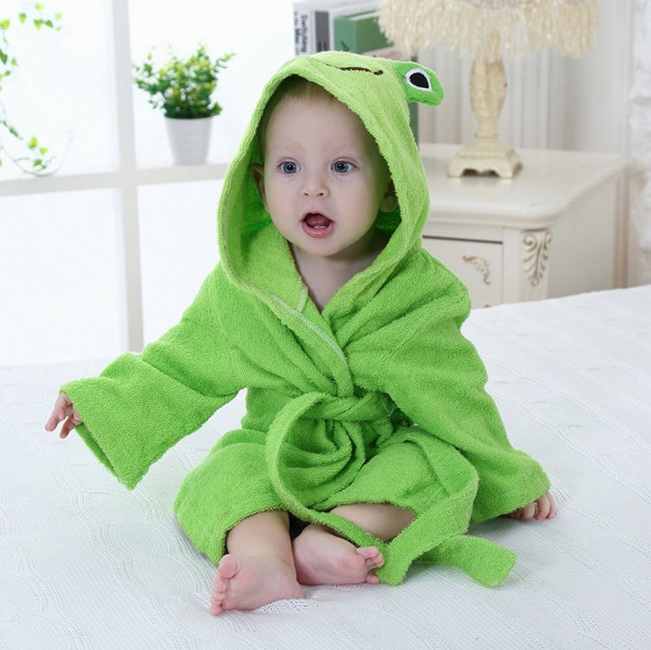 Cute Cartoon Animal Hooded Baby Bathrobe – Soft Cotton Baby Towel & Bath Cloak (0-3 Years)