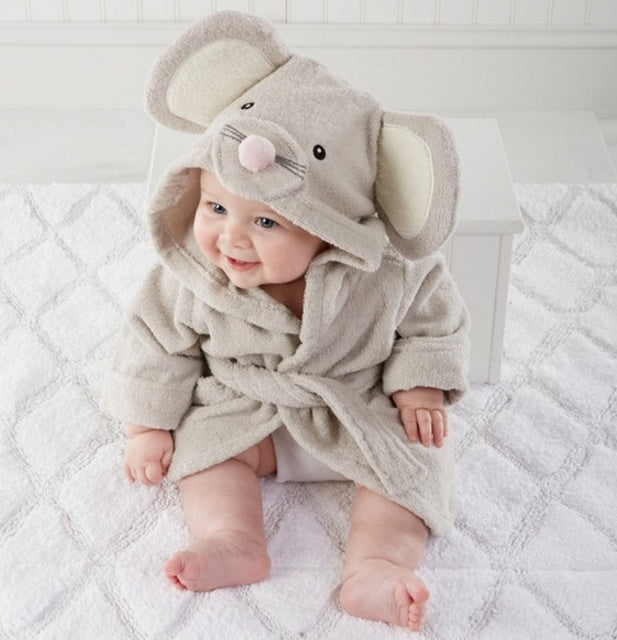 Cute Cartoon Animal Hooded Baby Bathrobe – Soft Cotton Baby Towel & Bath Cloak (0-3 Years)