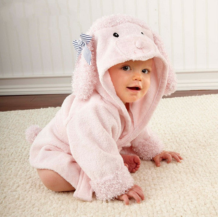 Cute Cartoon Animal Hooded Baby Bathrobe – Soft Cotton Baby Towel & Bath Cloak (0-3 Years)